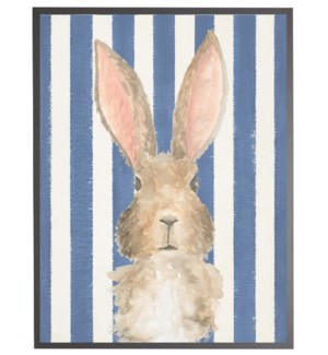 Watercolor baby Bunny on Navy stripes